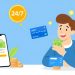 Смартфон с уведомлением «Займ одобрен», рядом карта с поступившими деньгами.